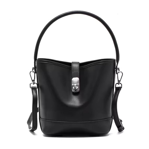 Genuine Cowhide Leather Women's Bucket Handbag For Ladies Soft Large Capacity Shoulder & Crossbody Bag Luxury Brand Messenger