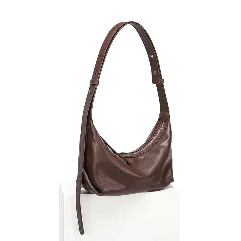 Women's Genuine Cowhide Leather Soft Tote Bag For Ladies Casual Trendy Dumpling Working Handbags Luxury Female Commuter Bag