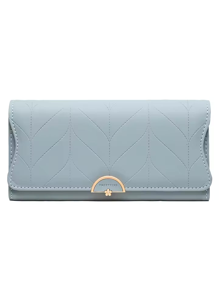 2026 spring new women's long purse Japanese and South Korea small fresh plaid buckle folding hold bag large capacity