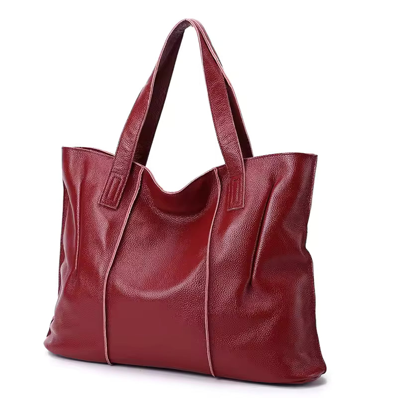 Refined Soft Leather Shoulder Bag - Essential Luxury Tote for Modern Women