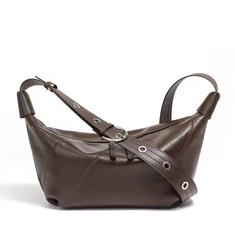 New Arrival Women Genuine Cowhide Leather Dumpling Bag For Ladies Casual Minimalist Crossbody Hobos Bag Luxury Female Messenger