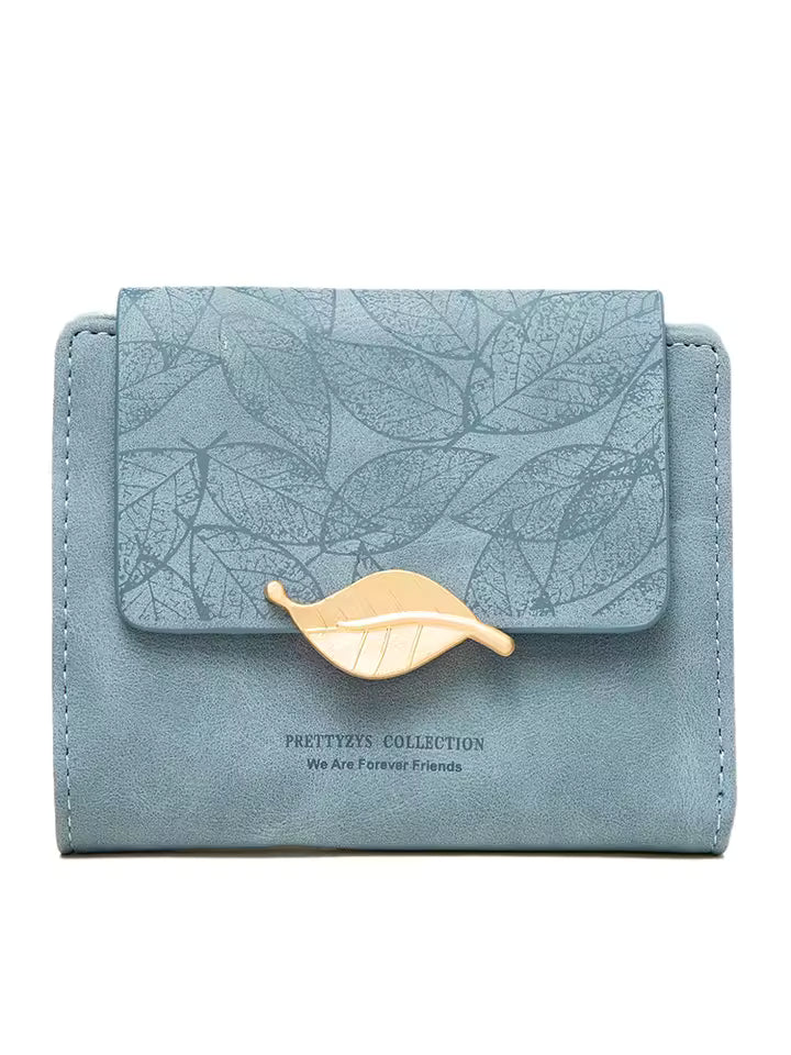 Purse women's short 2026 new niche design simple retro frosted leaf women's purse fashion coin purse zipper folding