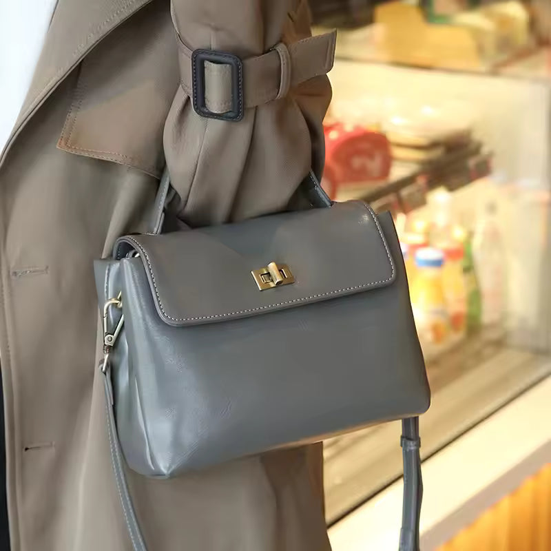 Modern Luxury Crossbody Handbag - Premium Cowhide Leather Shoulder Bag
